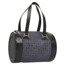 BVLGARI Hand Bag Canvas Navy Gold Auth 121454-1