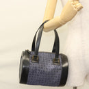 BVLGARI Hand Bag Canvas Navy Gold Auth 121454-22