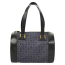 BVLGARI Hand Bag Canvas Navy Gold Auth 121454-13