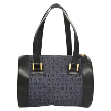 BVLGARI Hand Bag Canvas Navy Gold Auth 121454 - 0