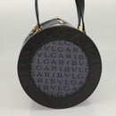 BVLGARI Hand Bag Canvas Navy Gold Auth 121454-3