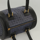 BVLGARI Hand Bag Canvas Navy Gold Auth 121454-6