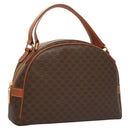 CELINE Macadam Canvas Hand Bag PVC Leather Brown Gold Auth 121455-1