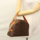 CELINE Macadam Canvas Hand Bag PVC Leather Brown Gold Auth 121455-22