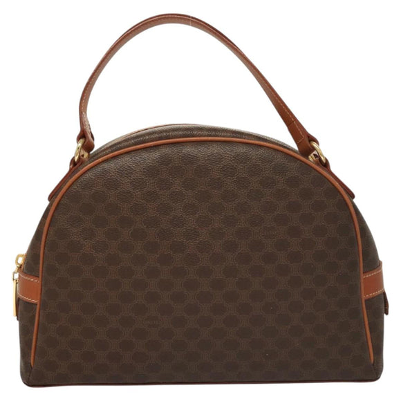 CELINE Macadam Canvas Hand Bag PVC Leather Brown Gold Auth 121455