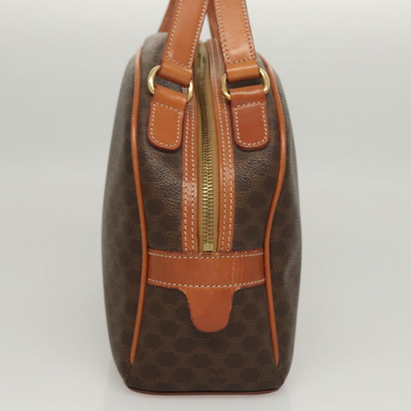 CELINE Macadam Canvas Hand Bag PVC Leather Brown Gold Auth 121455