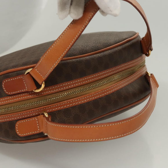 CELINE Macadam Canvas Hand Bag PVC Leather Brown Gold Auth 121455
