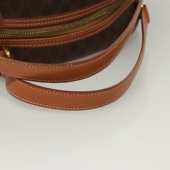CELINE Macadam Canvas Hand Bag PVC Leather Brown Gold Auth 121455
