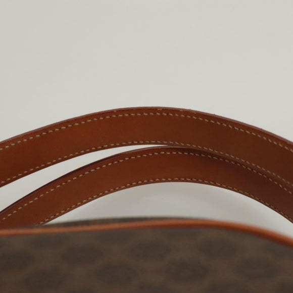 CELINE Macadam Canvas Hand Bag PVC Leather Brown Gold Auth 121455