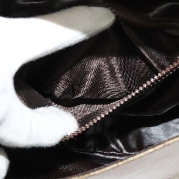 CELINE Macadam Canvas Shoulder Bag Beige Gold Auth 121456