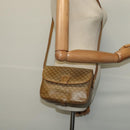 CELINE Macadam Canvas Shoulder Bag Beige Gold Auth 121456-22