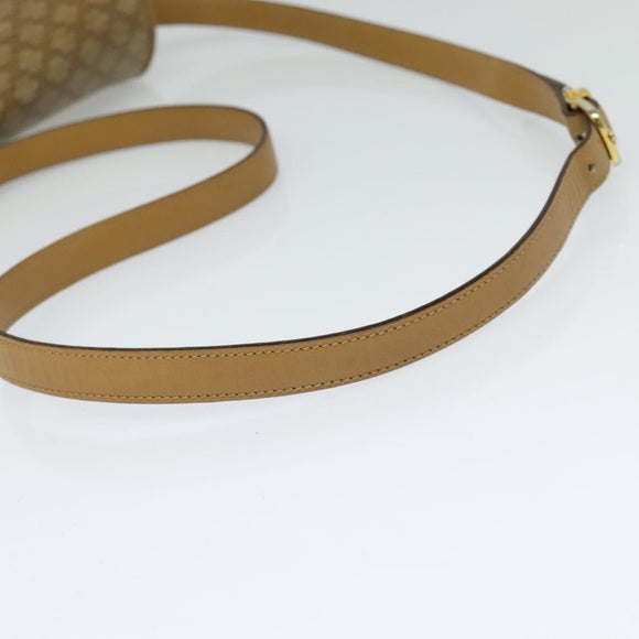 CELINE Macadam Canvas Shoulder Bag Beige Gold Auth 121456