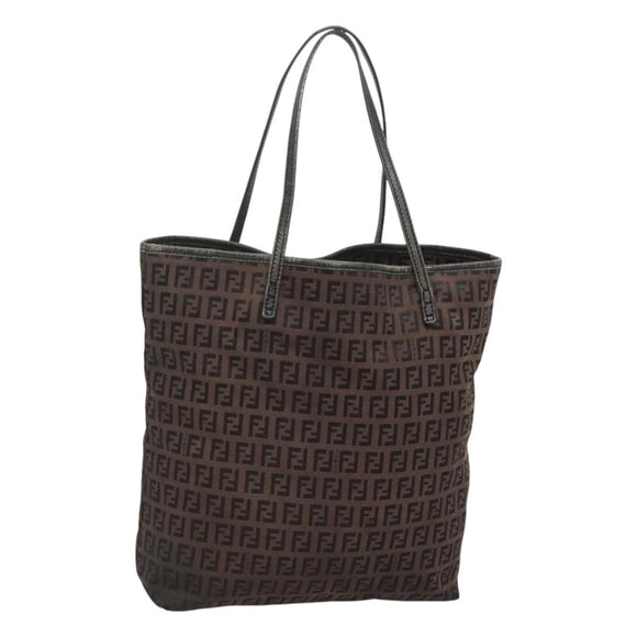 FENDI Zucchino Canvas Tote Bag Brown Auth 121457