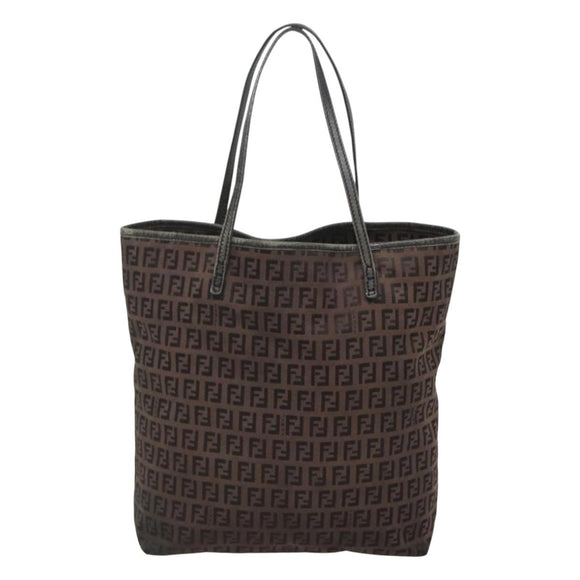 FENDI Zucchino Canvas Tote Bag Brown Auth 121457