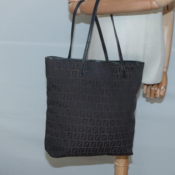 FENDI Zucchino Canvas Tote Bag Brown Auth 121457