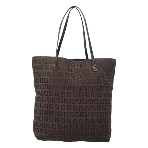 FENDI Zucchino Canvas Tote Bag Brown Auth 121457