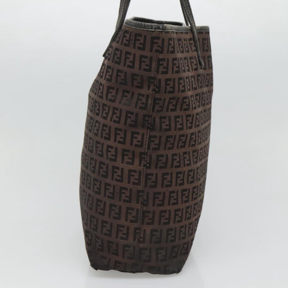 FENDI Zucchino Canvas Tote Bag Brown Auth 121457