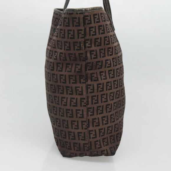 FENDI Zucchino Canvas Tote Bag Brown Auth 121457