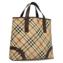 BURBERRY Nova Check Hand Bag PVC Beige Auth 121465-1