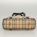 BURBERRY Nova Check Hand Bag PVC Beige Auth 121465-6