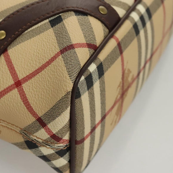 BURBERRY Nova Check Hand Bag PVC Beige Auth 121465