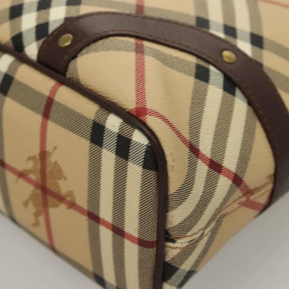 BURBERRY Nova Check Hand Bag PVC Beige Auth 121465