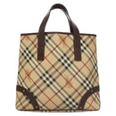BURBERRY Nova Check Hand Bag PVC Beige Auth 121465-13