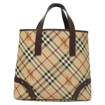 BURBERRY Nova Check Hand Bag PVC Beige Auth 121465 - 0