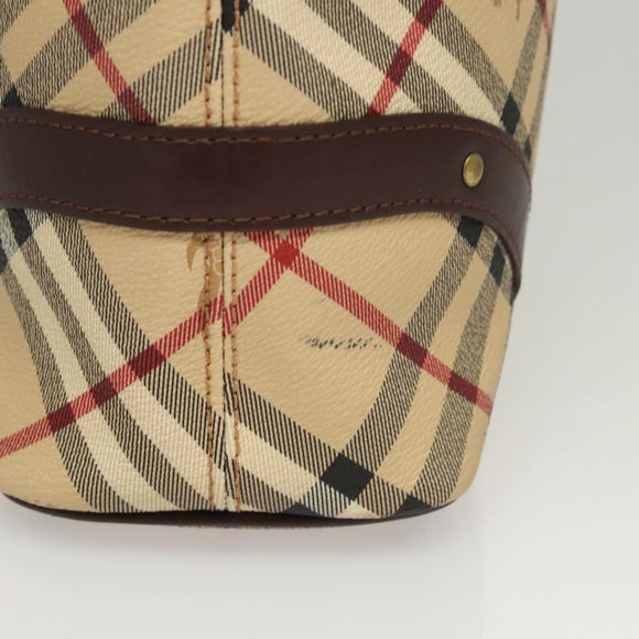 BURBERRY Nova Check Hand Bag PVC Beige Auth 121465