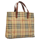 BURBERRY Nova Check Hand Bag PVC Beige Auth 121466-1