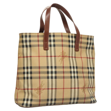 BURBERRY Nova Check Hand Bag PVC Beige Auth 121466