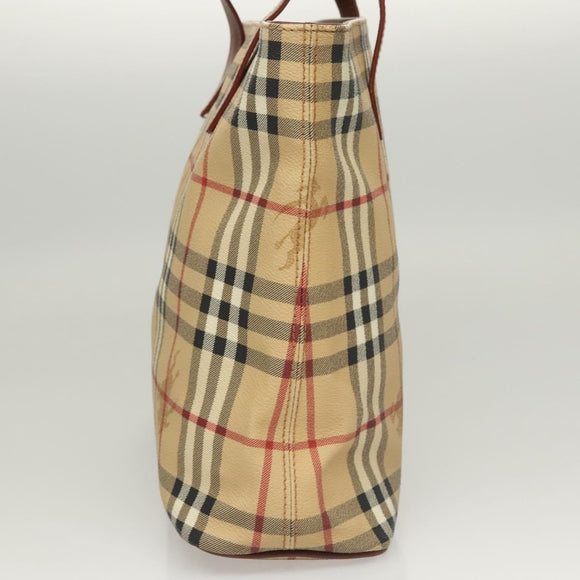 BURBERRY Nova Check Hand Bag PVC Beige Auth 121466
