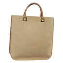 Salvatore Ferragamo Gancini Tote Bag Suede Beige Gold Auth 121469-1
