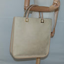 Salvatore Ferragamo Gancini Tote Bag Suede Beige Gold Auth 121469-19