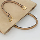 Salvatore Ferragamo Gancini Tote Bag Suede Beige Gold Auth 121469-6
