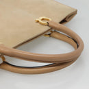 Salvatore Ferragamo Gancini Tote Bag Suede Beige Gold Auth 121469-7