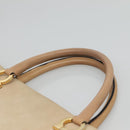 Salvatore Ferragamo Gancini Tote Bag Suede Beige Gold Auth 121469-8