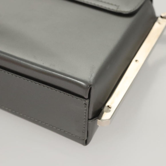 Salvatore Ferragamo Chain Shoulder Bag Patent leather Silver Auth 121470