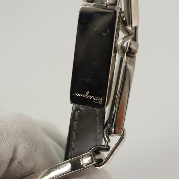 Salvatore Ferragamo Chain Shoulder Bag Patent leather Silver Auth 121470