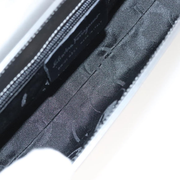 Salvatore Ferragamo Chain Shoulder Bag Patent leather Silver Auth 121470