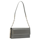Salvatore Ferragamo Chain Shoulder Bag Patent leather Silver Auth 121470-1