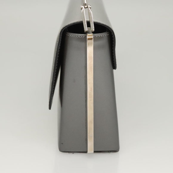 Salvatore Ferragamo Chain Shoulder Bag Patent leather Silver Auth 121470