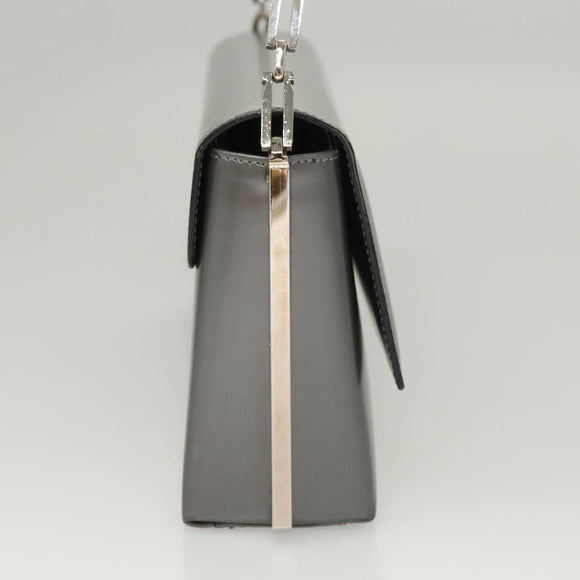 Salvatore Ferragamo Chain Shoulder Bag Patent leather Silver Auth 121470