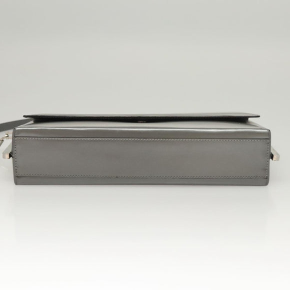 Salvatore Ferragamo Chain Shoulder Bag Patent leather Silver Auth 121470