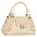 Salvatore Ferragamo Gancini Shoulder Bag Leather Ivory Gold Auth 121471-1