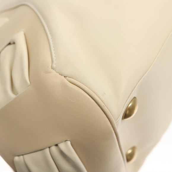 Salvatore Ferragamo Gancini Shoulder Bag Leather Ivory Gold Auth 121471