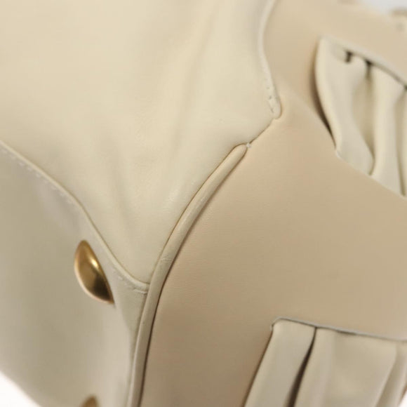 Salvatore Ferragamo Gancini Shoulder Bag Leather Ivory Gold Auth 121471