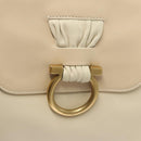 Salvatore Ferragamo Gancini Shoulder Bag Leather Ivory Gold Auth 121471-10