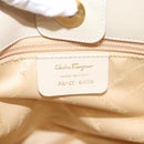 Salvatore Ferragamo Gancini Shoulder Bag Leather Ivory Gold Auth 121471-12