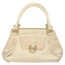 Salvatore Ferragamo Gancini Shoulder Bag Leather Ivory Gold Auth 121471-13